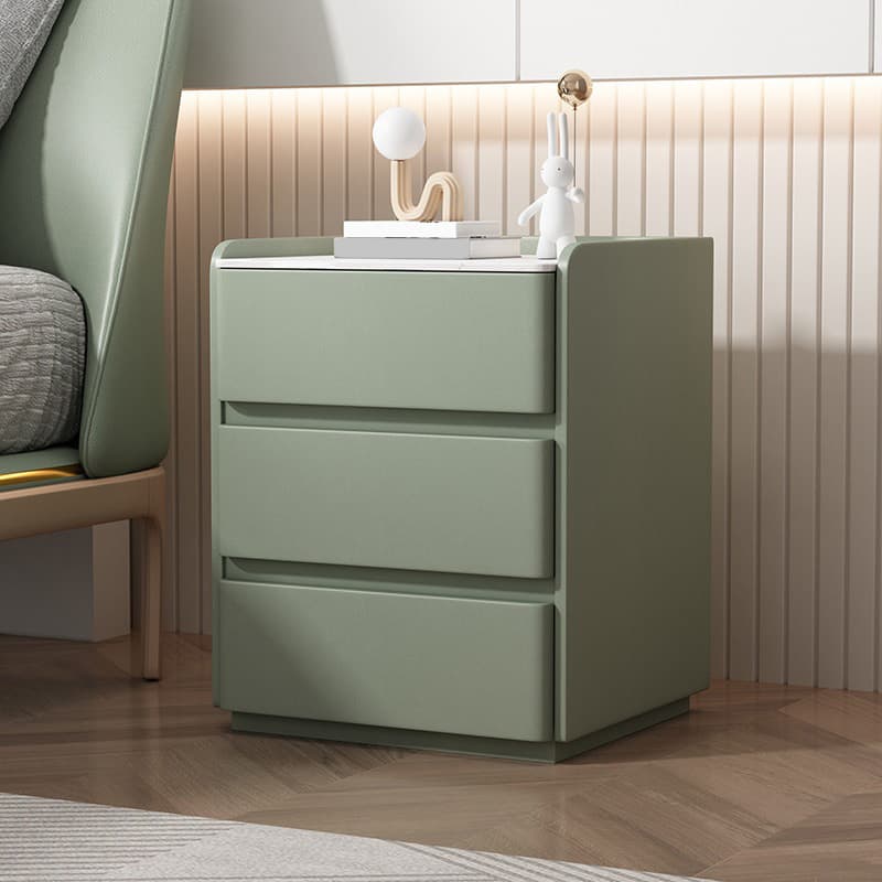 Elegant Modern Wooden Nightstand with Three Drawers for Storage in Narrow Size