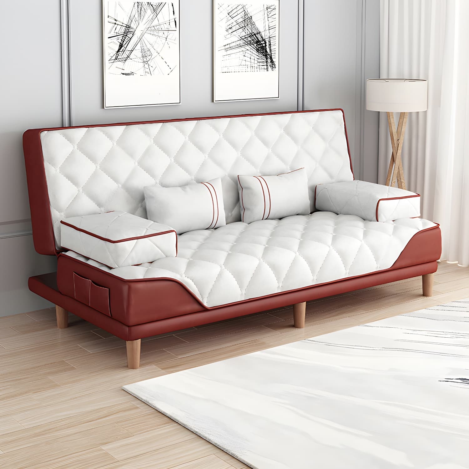 Contemporary Tight Back Convertible Sofa and Chaise with Pillow Top Arm - image 8