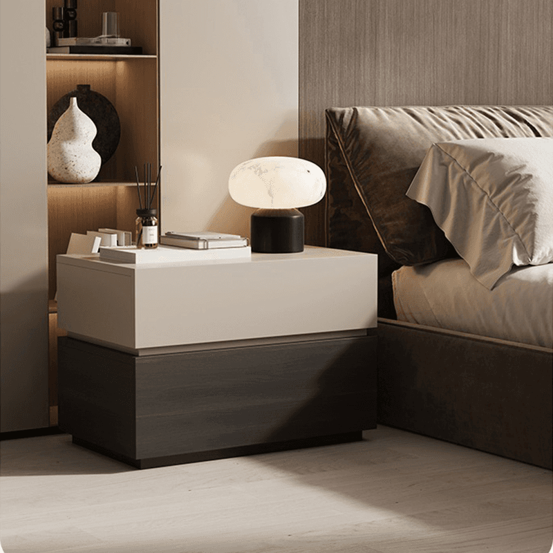 Organic Modern 2 Tiers Nightstand With Drawer Organization in Real Wood - image 4