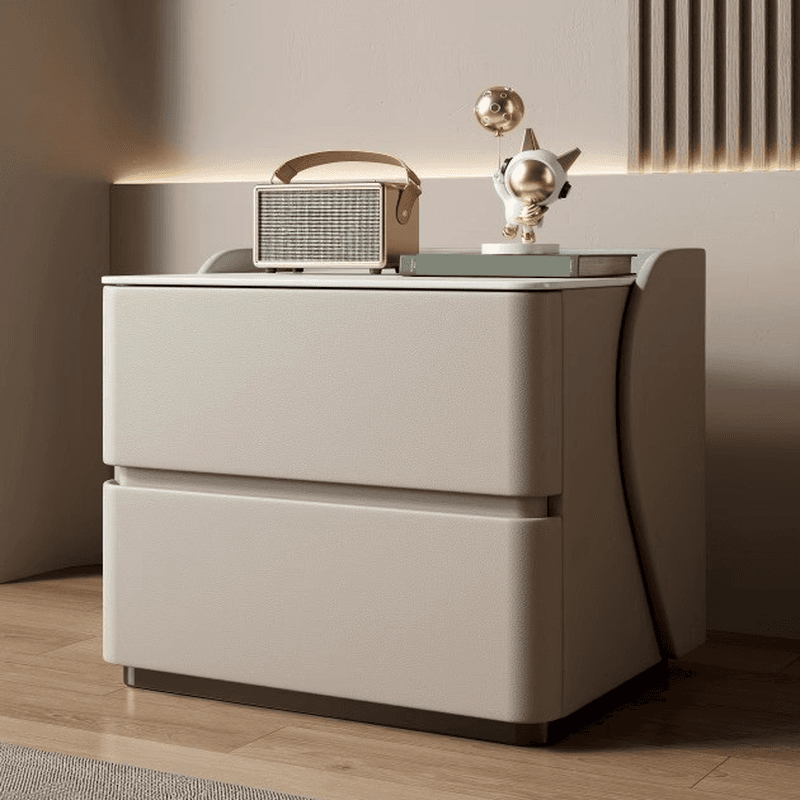 Minimalist 2 Tiers Drawer Storage Bedside Table with Faux Marble Top - image 12
