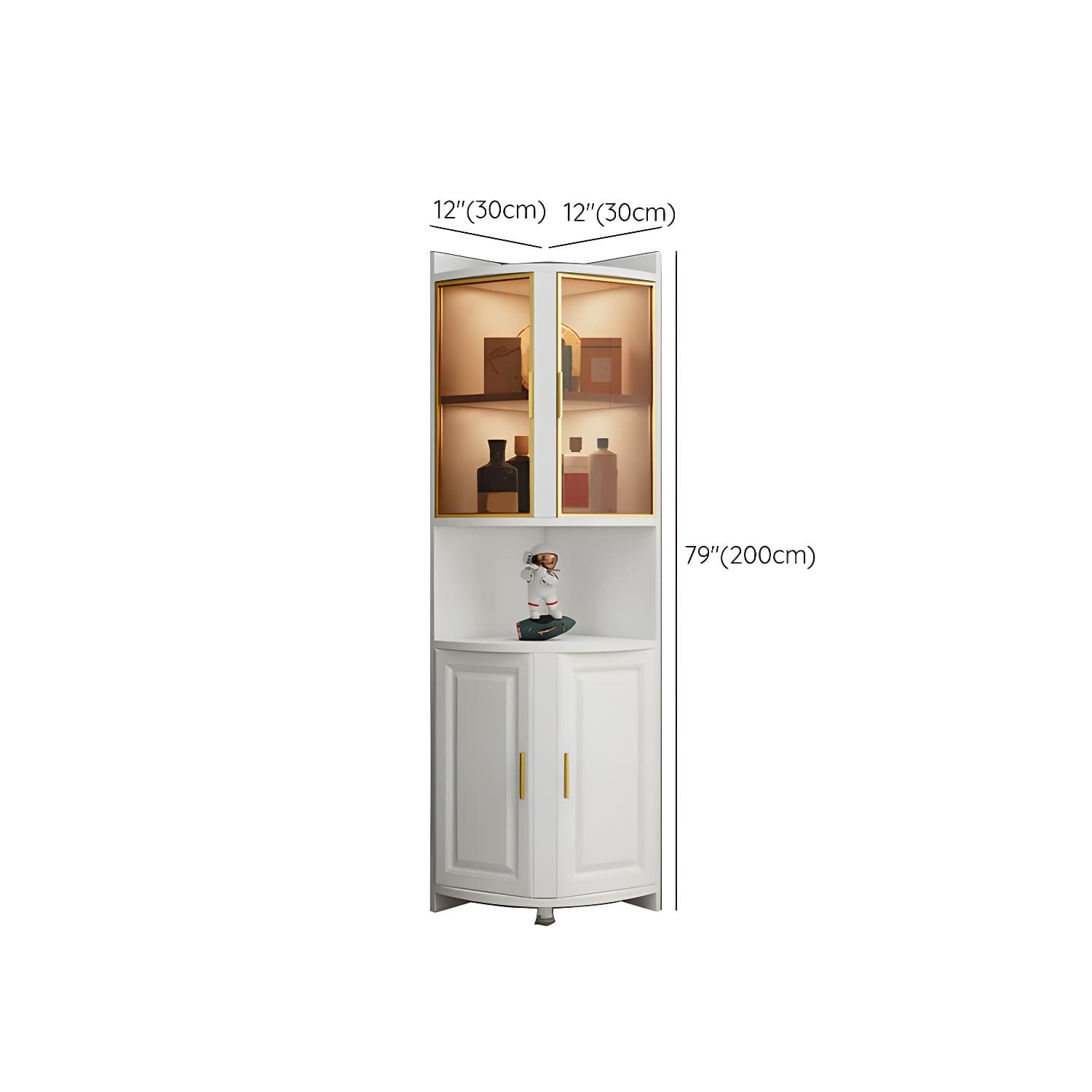 Modern White Corner Accent Cabinet with Glass Doors and Cabinets Included - image 16