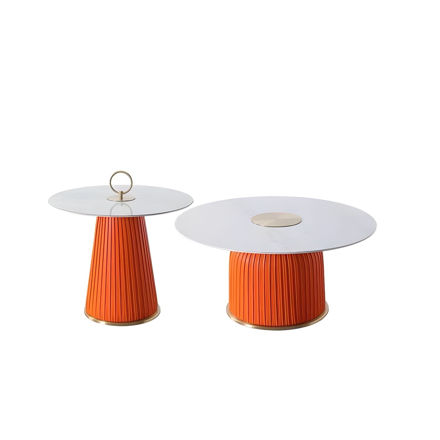 Modern Metal Cocktail Table Round Pedestal Coffee Table - White - image 3
