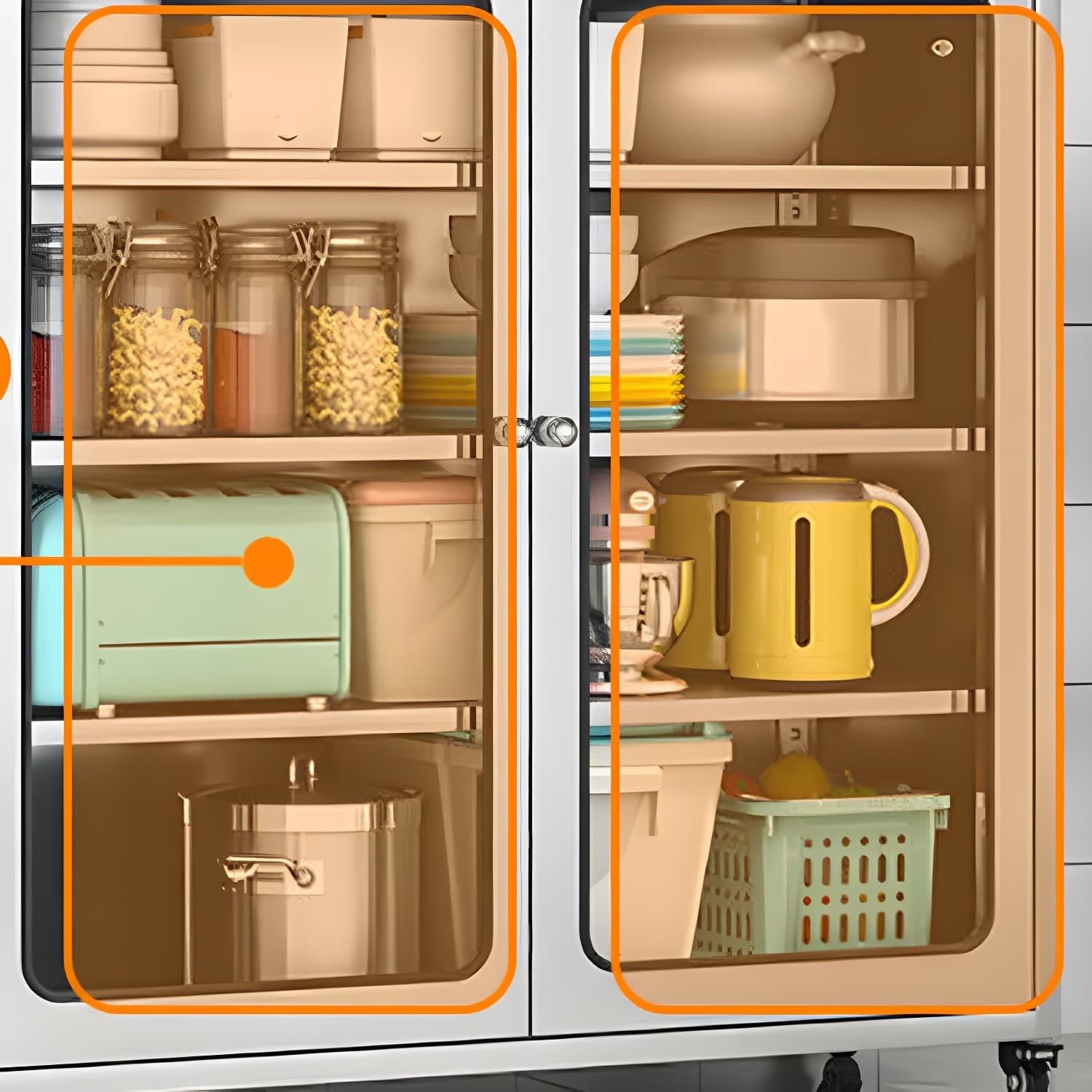 Chrome Stainless Steel Sideboard Cabinet with Cabinets, Adjustable Shelves, and Glass Doors - image 9