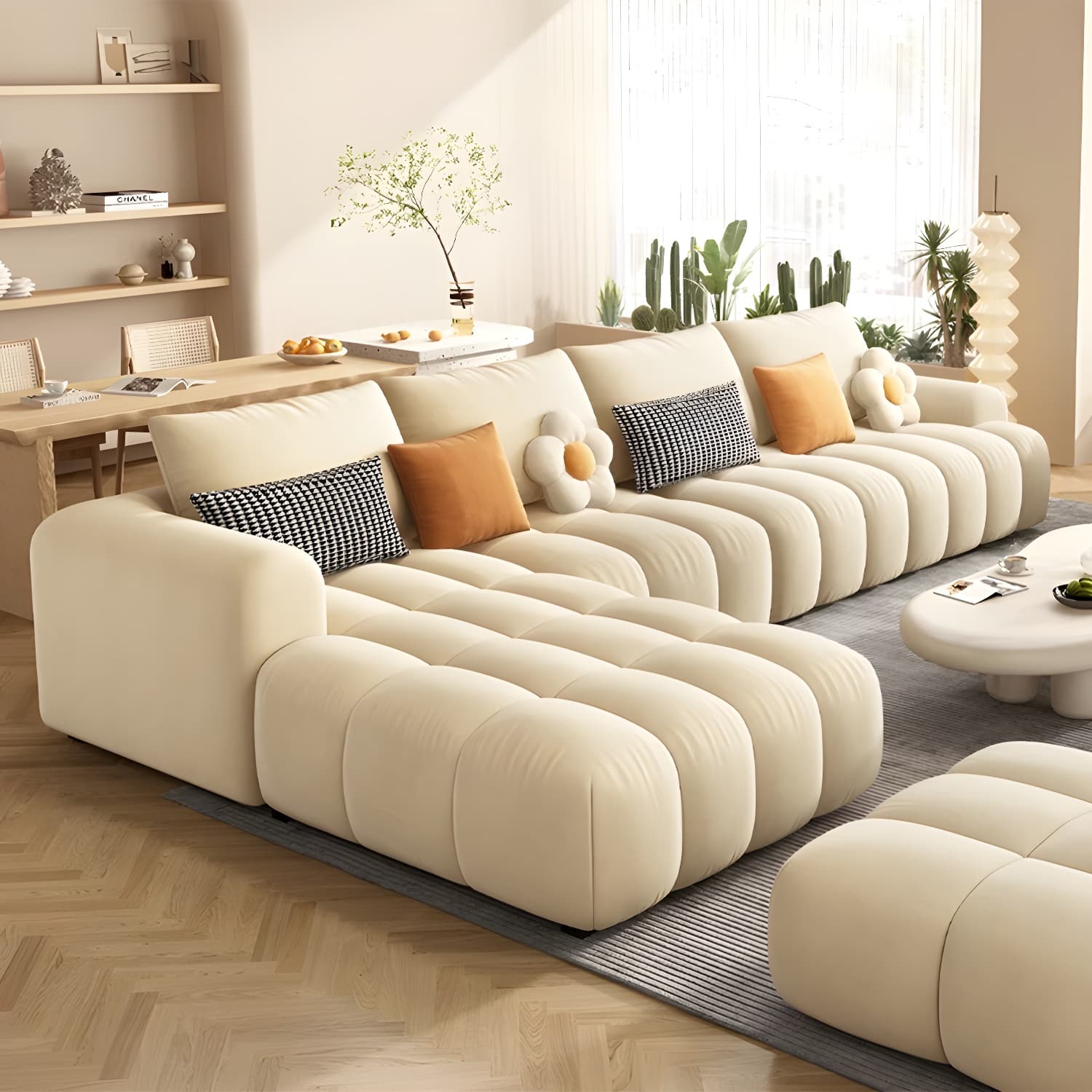 Modern Suede Sectional Sofa with Black Pine Wood Frame and Scratch Resistant Design - image 15
