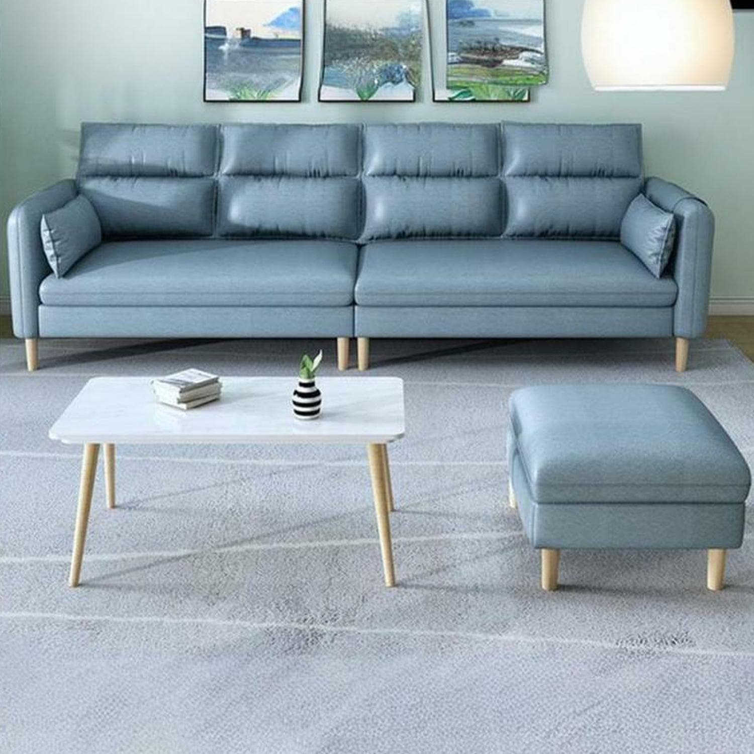 Modern Square Arm Storage Sofas with Loose Back and Ottoman for Living Room - image 11