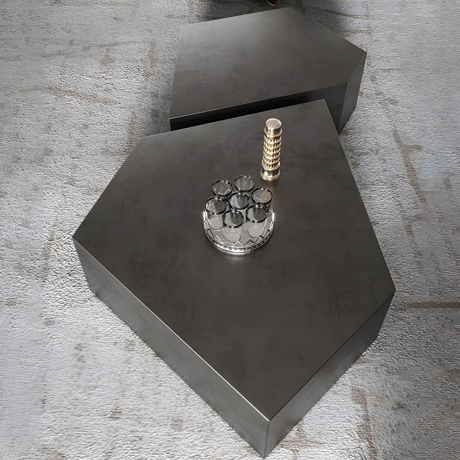 Abstract Shape Base Design Stainless Steel Hussey/bronze Free Shape Coffee Table - image 5