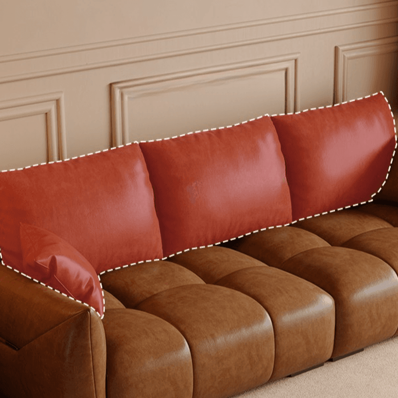 Modern Solid Color Scratch-defiant Standard Sofa in Light Gray/Emerald Green/Auburn, 3-seater with 2 Pillows - image 15