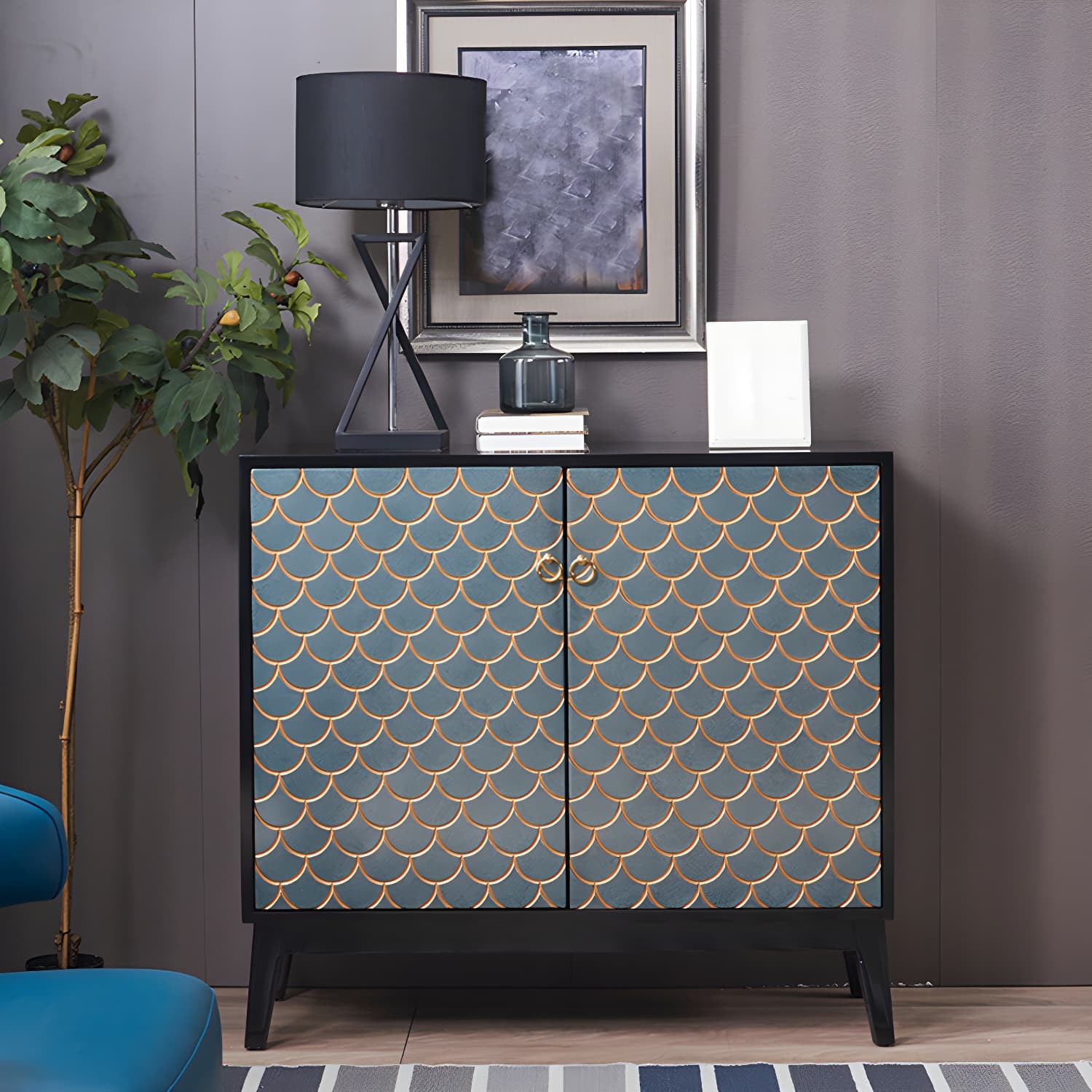 Industrial Accent Cabinet with Cup Pulls Doors and Straight Legs