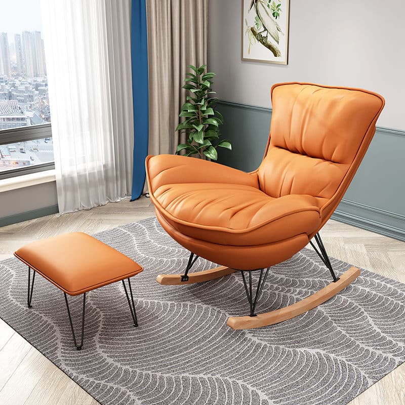 Elegant Upholstered Rocking Chair with Natural Wood Legs - Modern Style for Chic Home Decor - image 6
