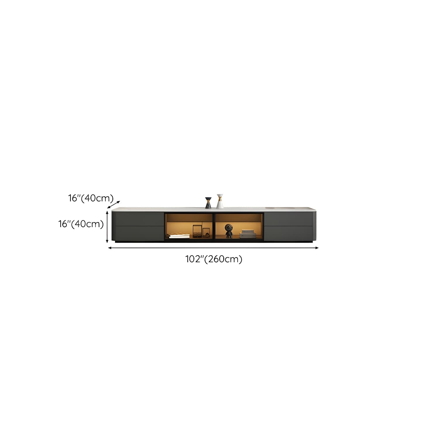 Grey Stone TV Stand with Drawers and Cabinet and No Cable Management for Modern-Style Long TVs - image 20