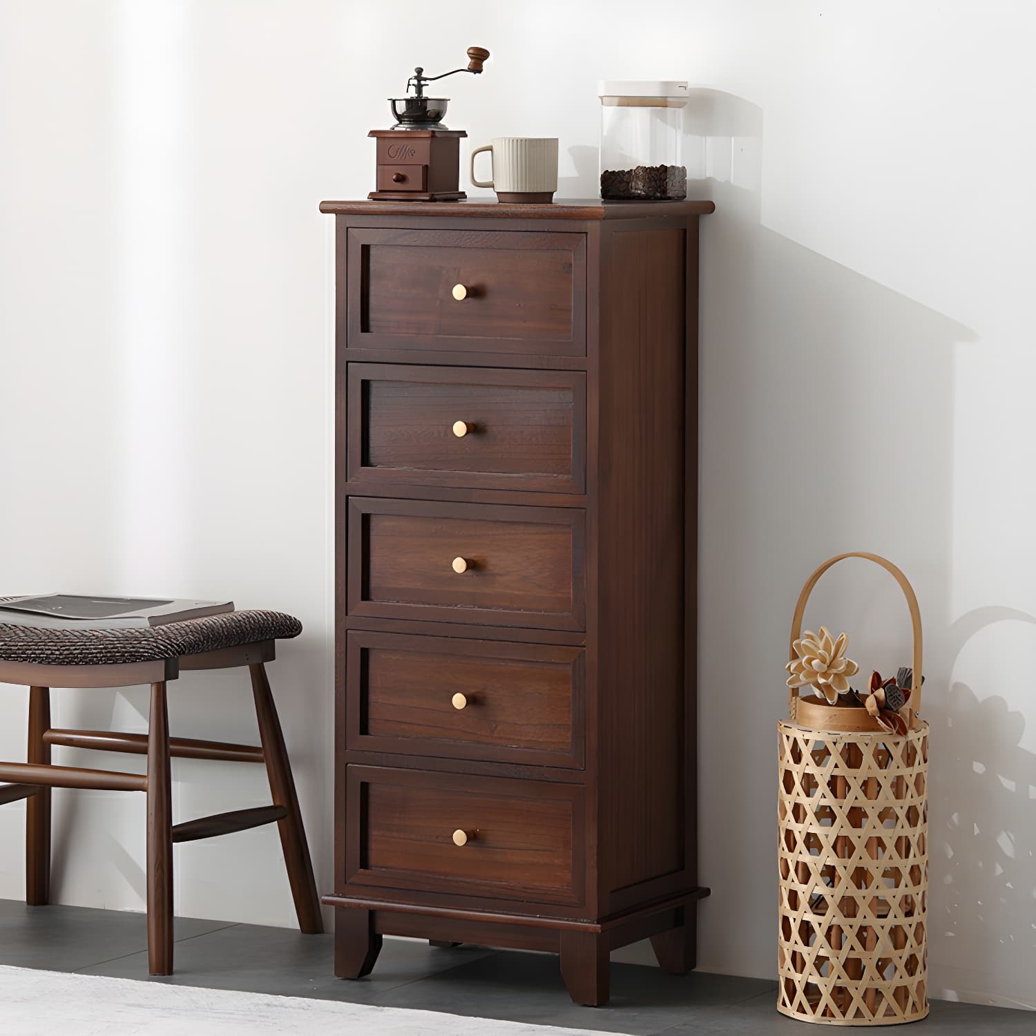 Scandinavian Wood Accent Chest with Drawers - Small Sized Rectangle Cabinet for Storage - image 10
