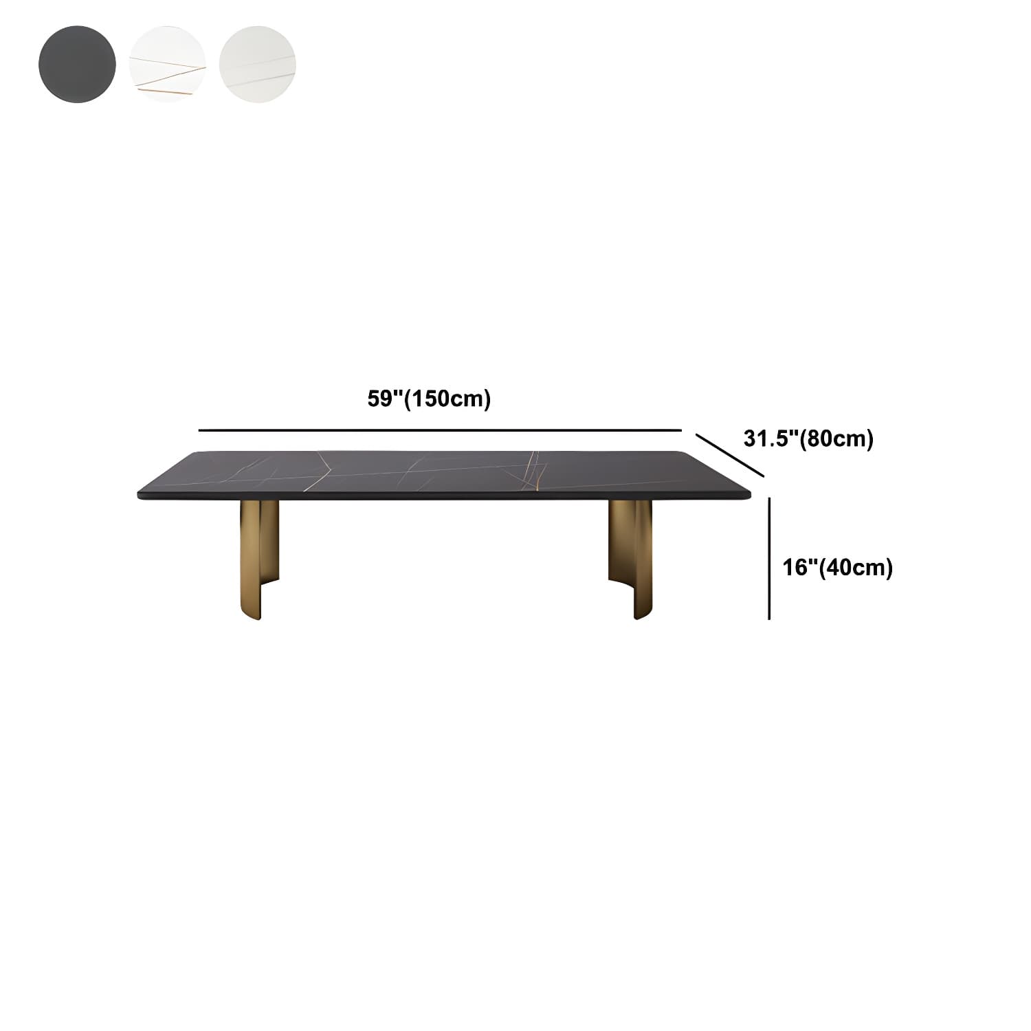 Glam 15.7" H Rectangle Slate Coffee Table Steel 2 Legs Cocktail Table - image 19