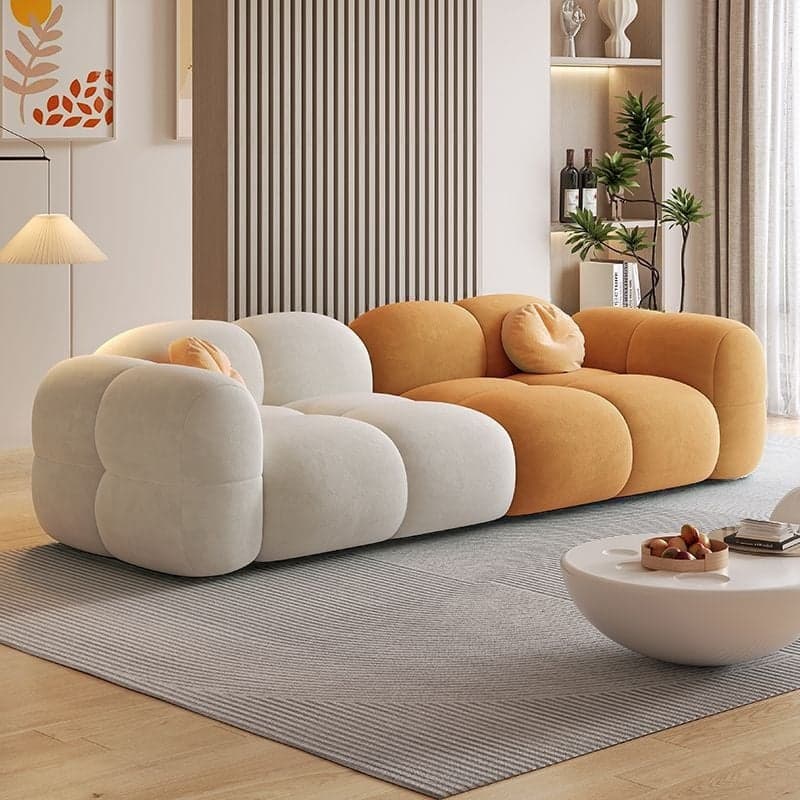 Modish Solid Color Scratch-durable Standard Sofa in Blush/Sage/Ivory for 4 Person/Seats 5/Seats 6 with 2 Pillows - image 3