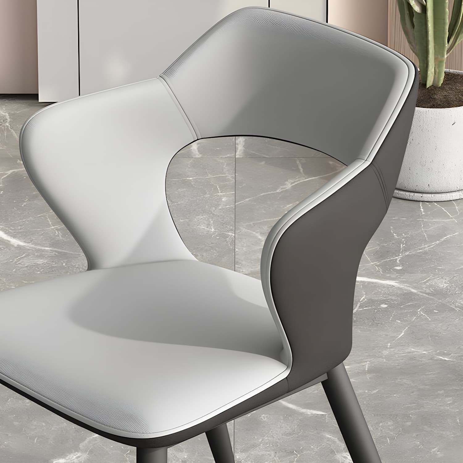 Metal Modern Indoor Side Chair with Arms Matte Finish Open Back Dining Chair - image 16