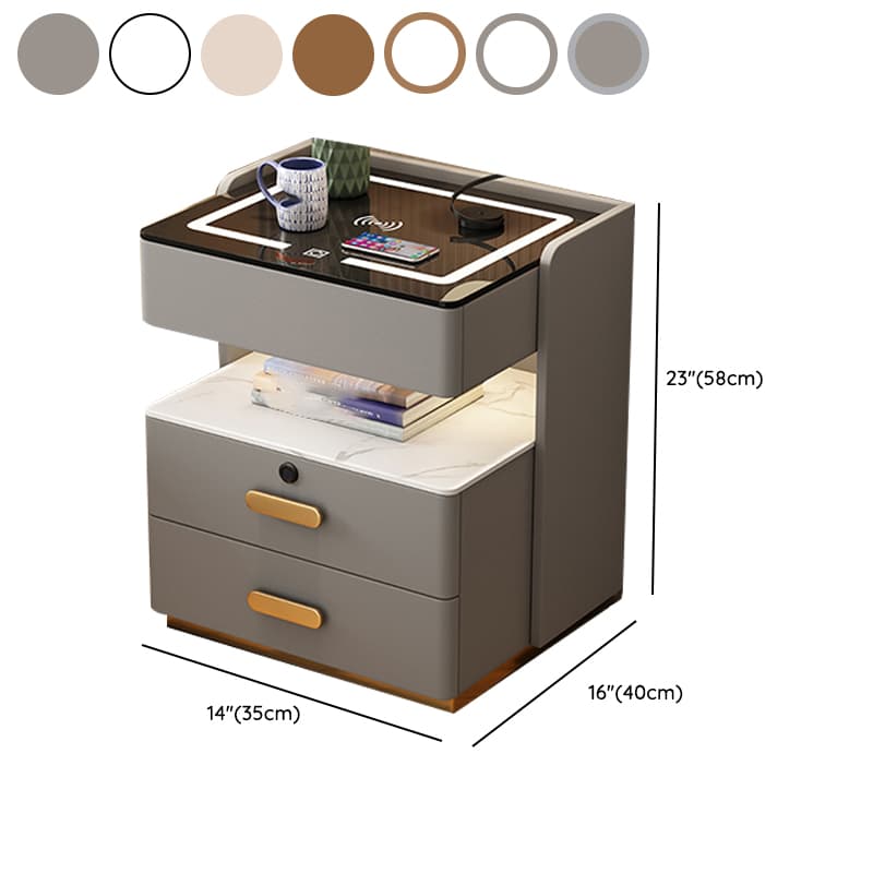 Modern Simple Style Nightstand With Drawer Storage, Stone Countertop, and Integrated Lighting - image 13