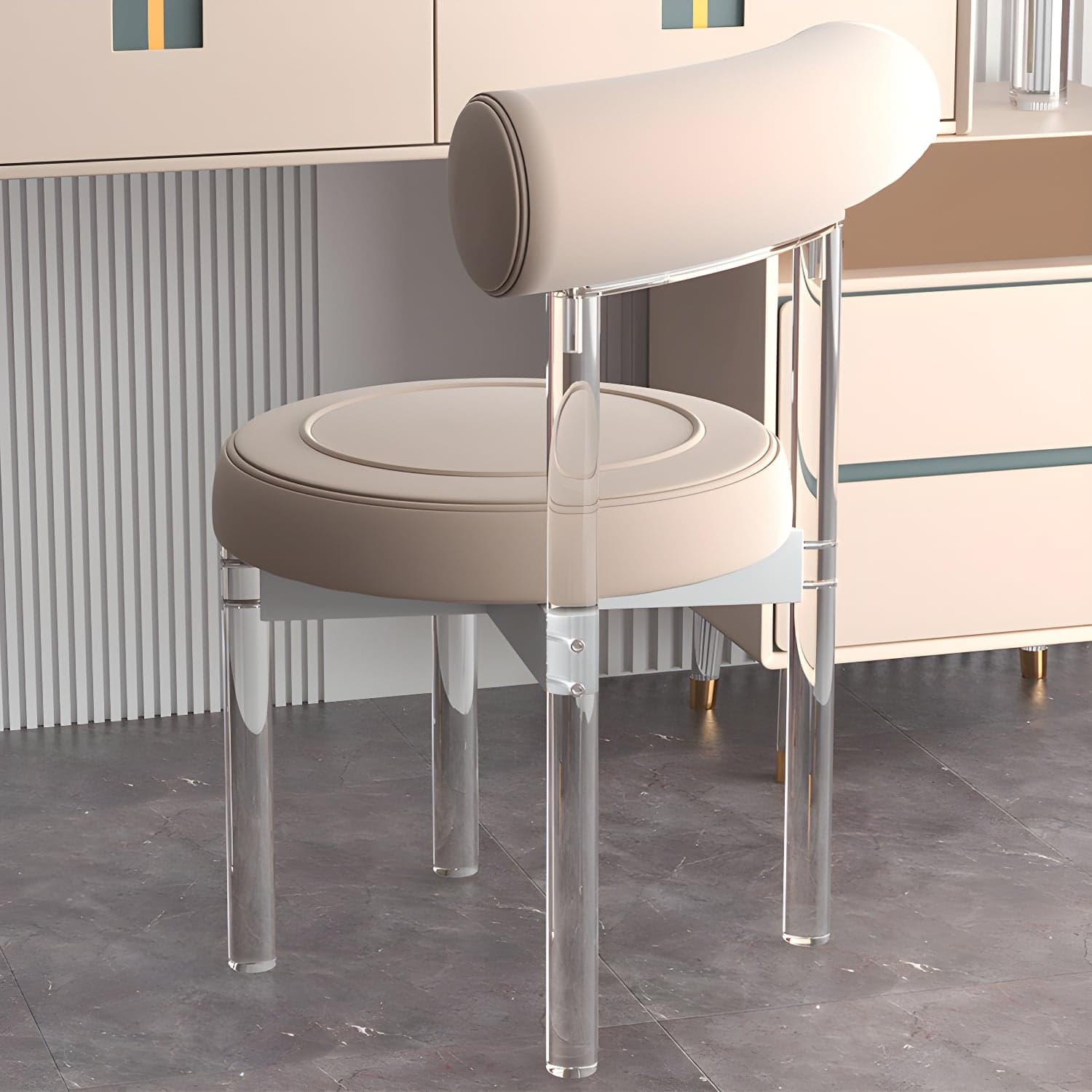 Clear Leg Modern Side Chair with Low Back and Upholstered Polyurethane Seat - image 8