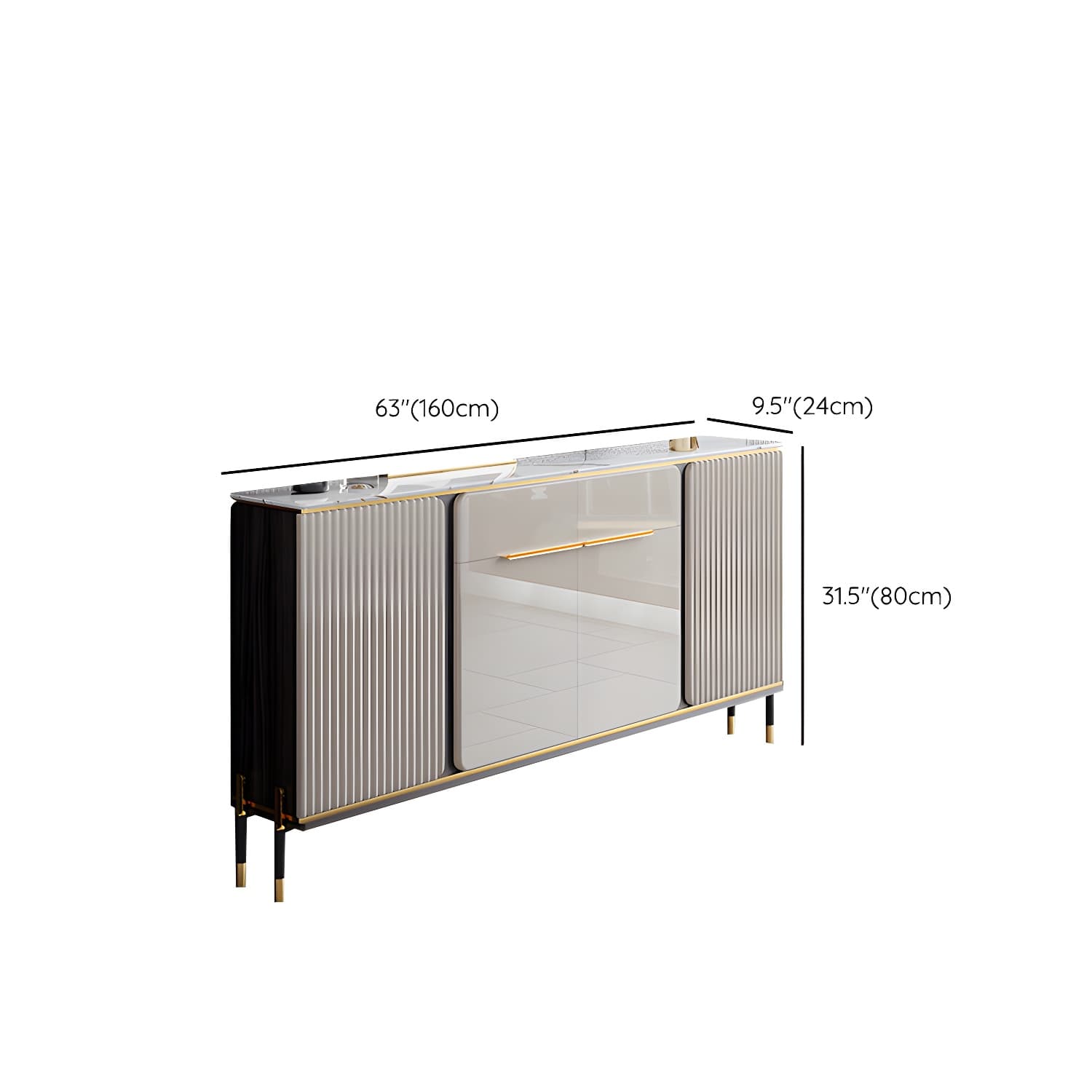 Stone Buffet Sideboard Glam Adjustable Shelves Buffet Credenza with Drawers and Cabinets - image 23