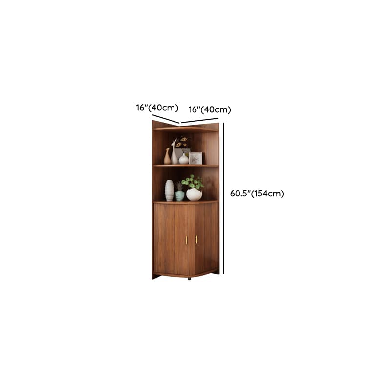 Corner Coastal Brown Wood Corner Accent Cabinet with 2 Shelves - image 12