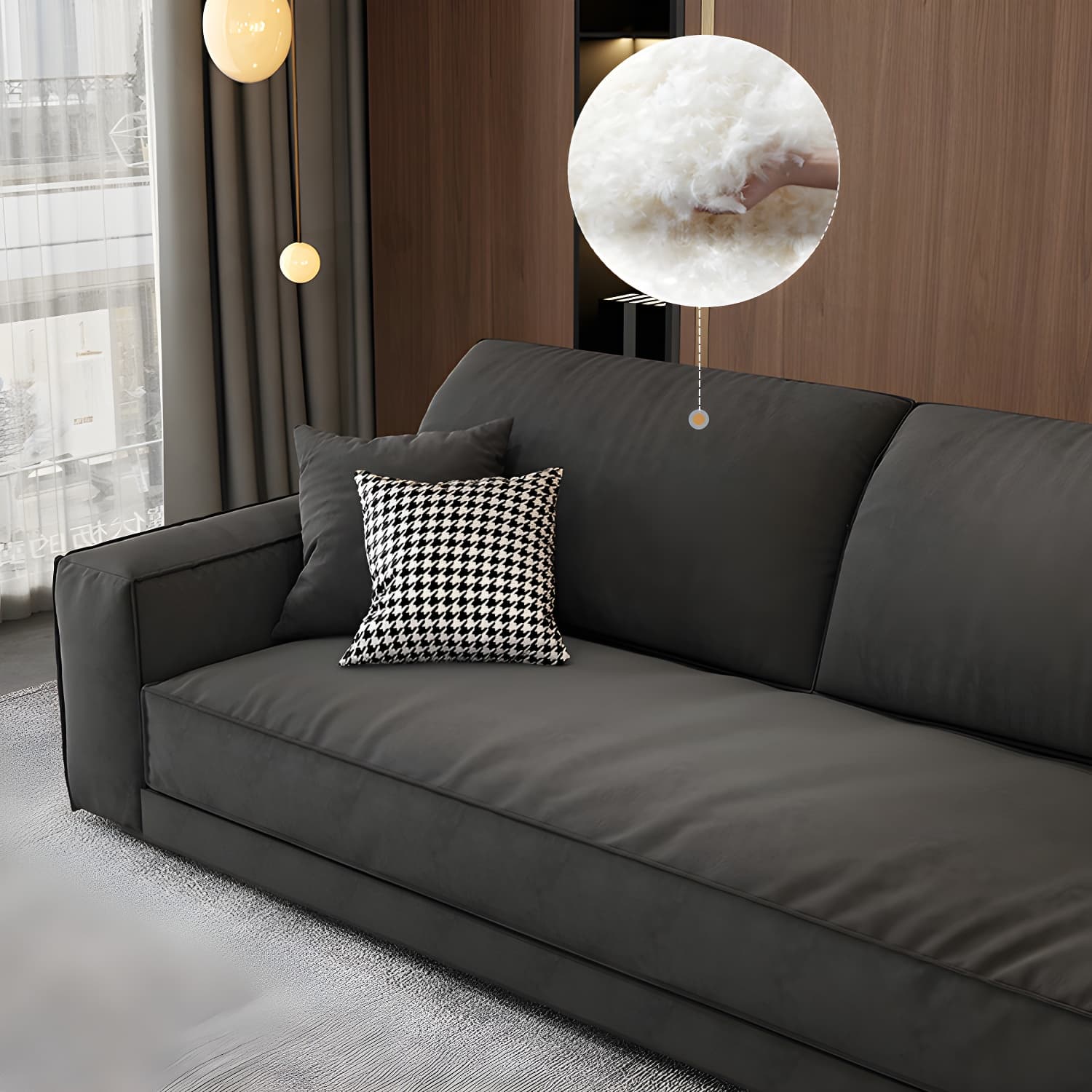 Modern Gray Polyester Blend Stationary Sectional Sofa with Square Arm and Cushion Back - image 4