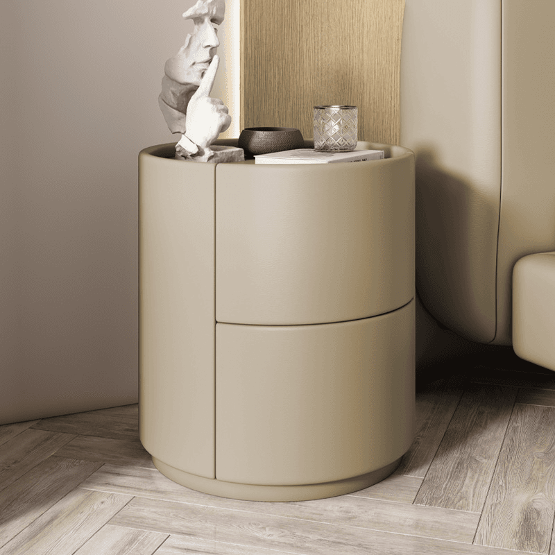 Trendy Vinyl Leather Cylindrical Drawer Storage Nightstand Multi Color - image 6