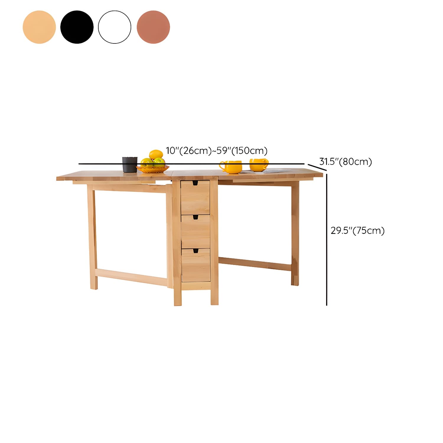 Modern Style Rectangle Solid Wood Drop-Leaf Dining Table, 59"L x 31.5"W x 29.5"H - image 20