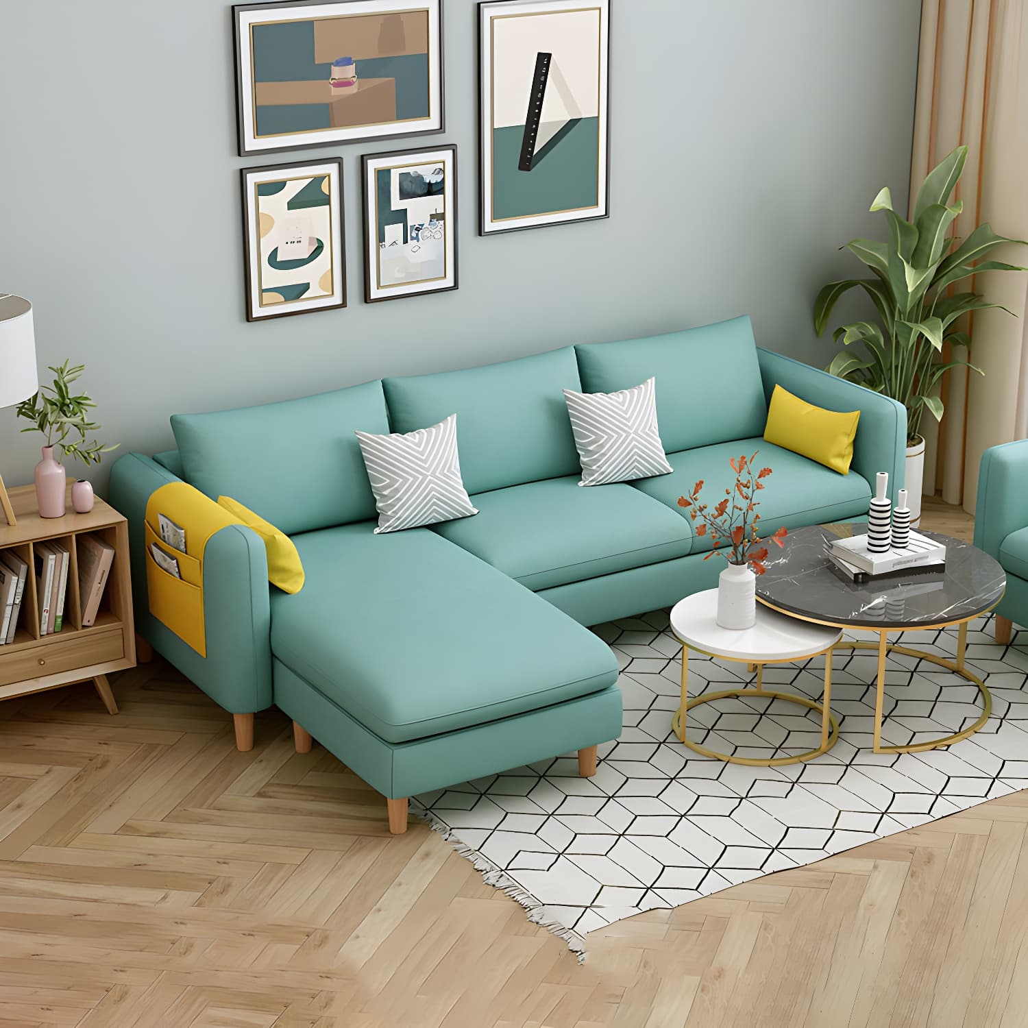 Modern Wooden Frame L-Shaped Sectional Sofa Chaise in Small Size with Storage Included - image 24