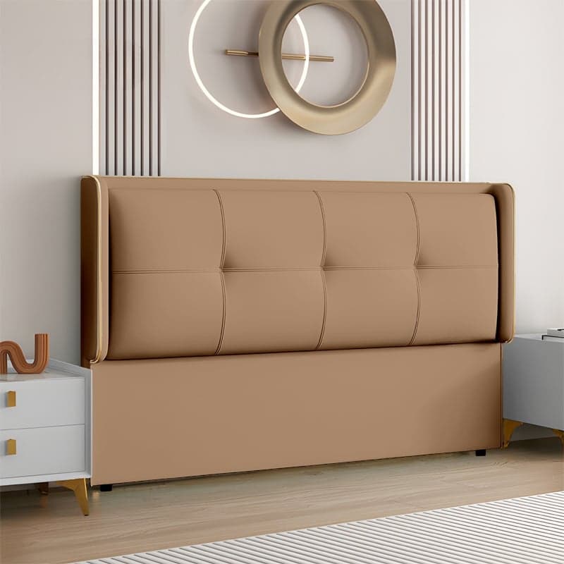 Simplistic Wingback Headboard with No Distressing, Piled Tufted Rectangular Design for Queen Bed, Featuring Sponge Upholstery and Standard Height - image 7