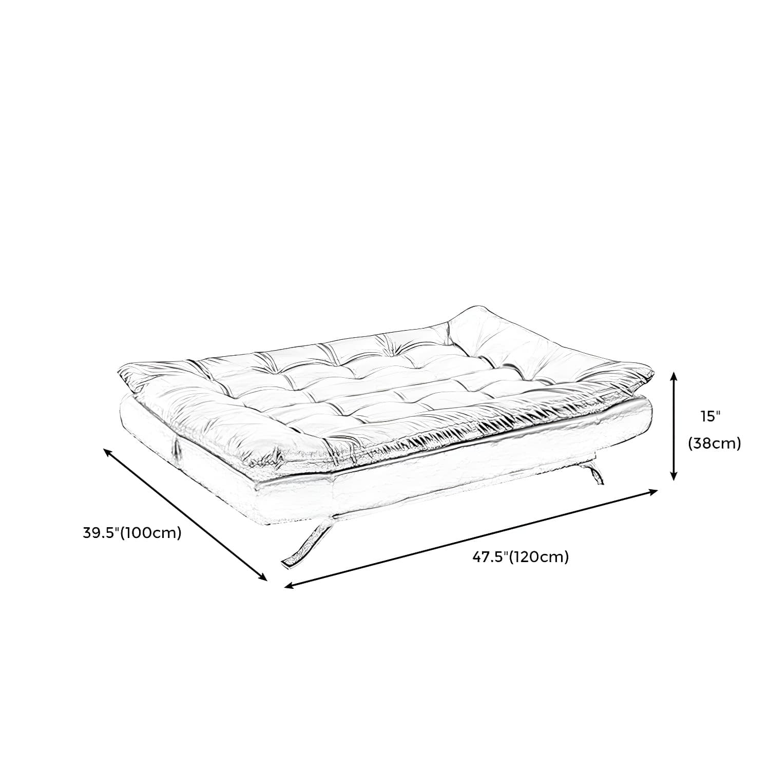 Armless Sofa Chaise Square Seating Settee for Living Room Bonus Room - image 14