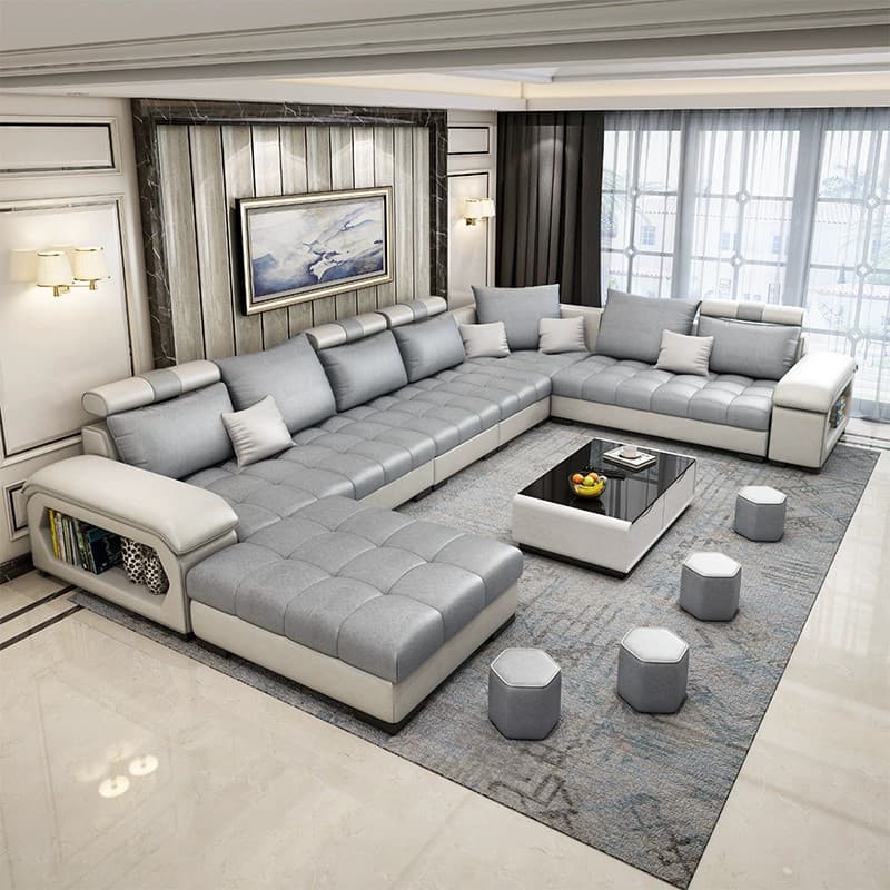 Modern Wooden U-Shape Reversible Modular Corner Sectional Set with Storage and Ottoman - image 15