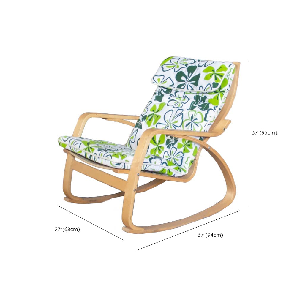 Ergonomic Natural Wood Rocking Armchair with Rear Back, Stationary - image 12