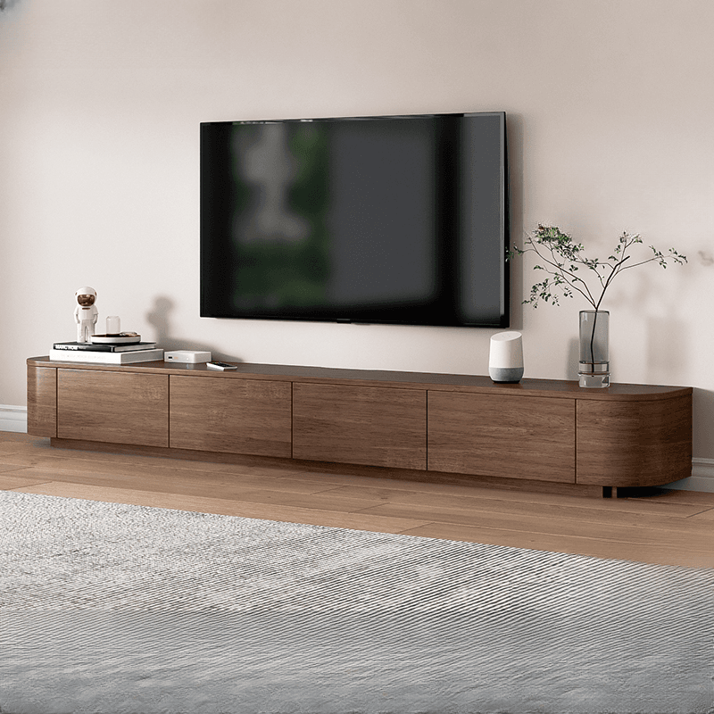 Simple Real Wood TV Stand with 4 Cabinets/3 Cabinets, 2 Drawers and Shelf - image 5