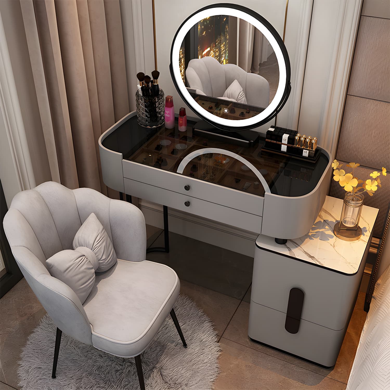 Contemporary Wood Make-up Vanity 15.75" Wide Make-up Vanity with Drawers