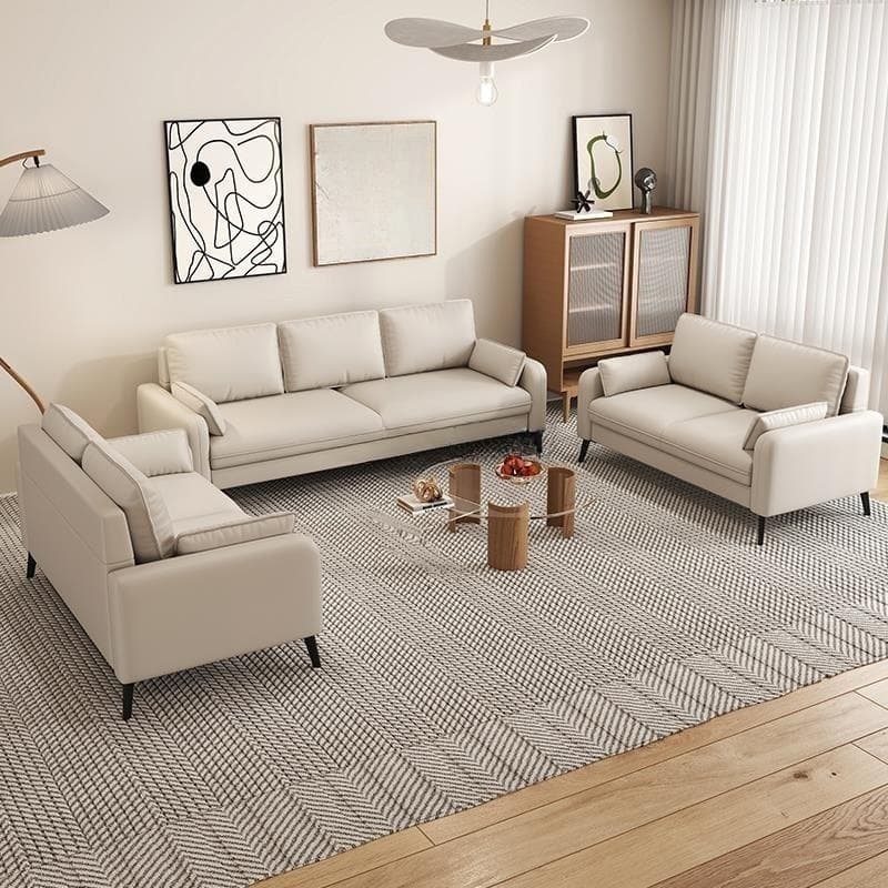 Simple Solid Color Blue/Grey/Orange Sofa with Pillow Back & Square Arm Living Spaces, Scratch Resistant - image 10