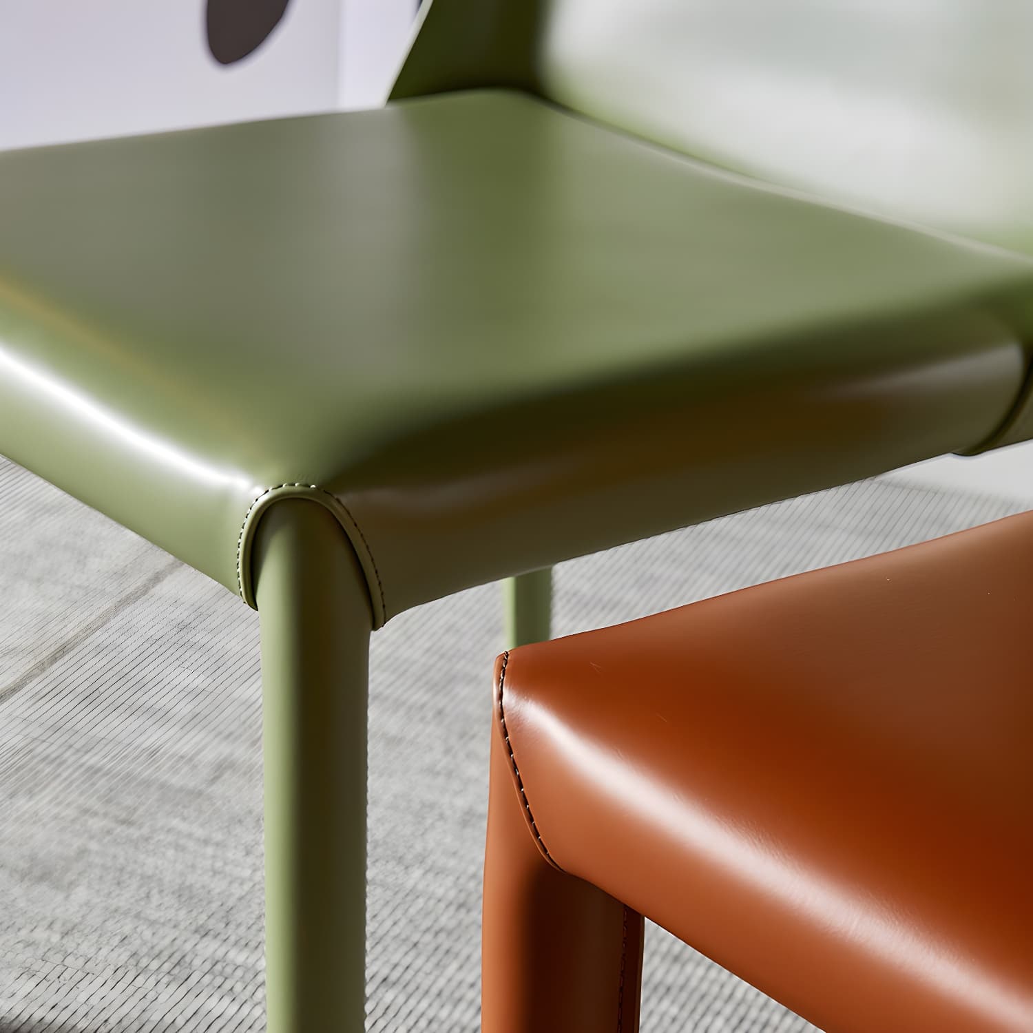 Designer Style Restaurant Saddle Leather Side Chair Matte Finish Parsons Dining Chair - image 17