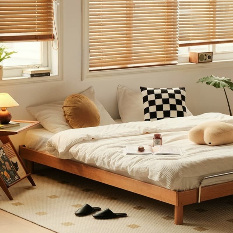 Natural Color Solid Color Tatami Bed for Bedroom