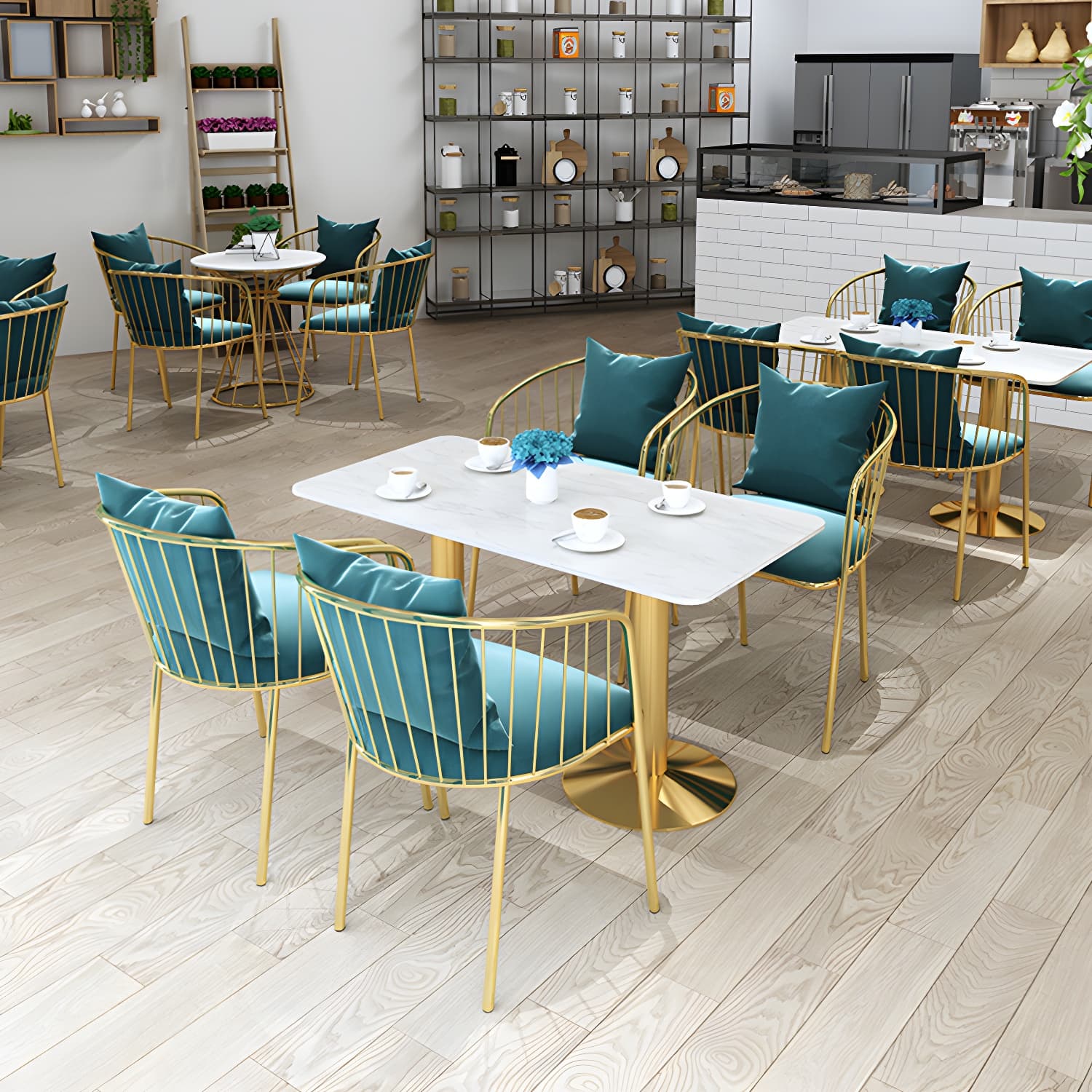 Sintered Stone Dining Table Traditional Luxury Dining Table with Gold Base - image 23