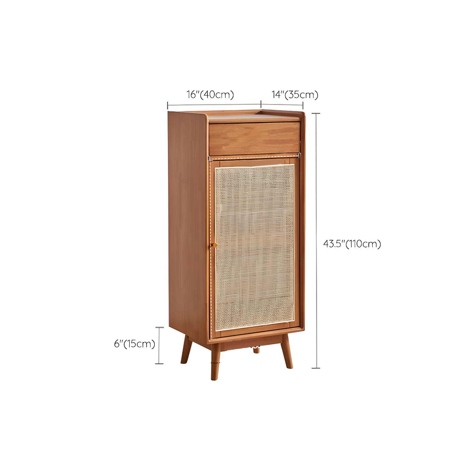 Mid-Century Modern Rectangle Storage Cabinet Natural Finish Accent Cabinet - image 16