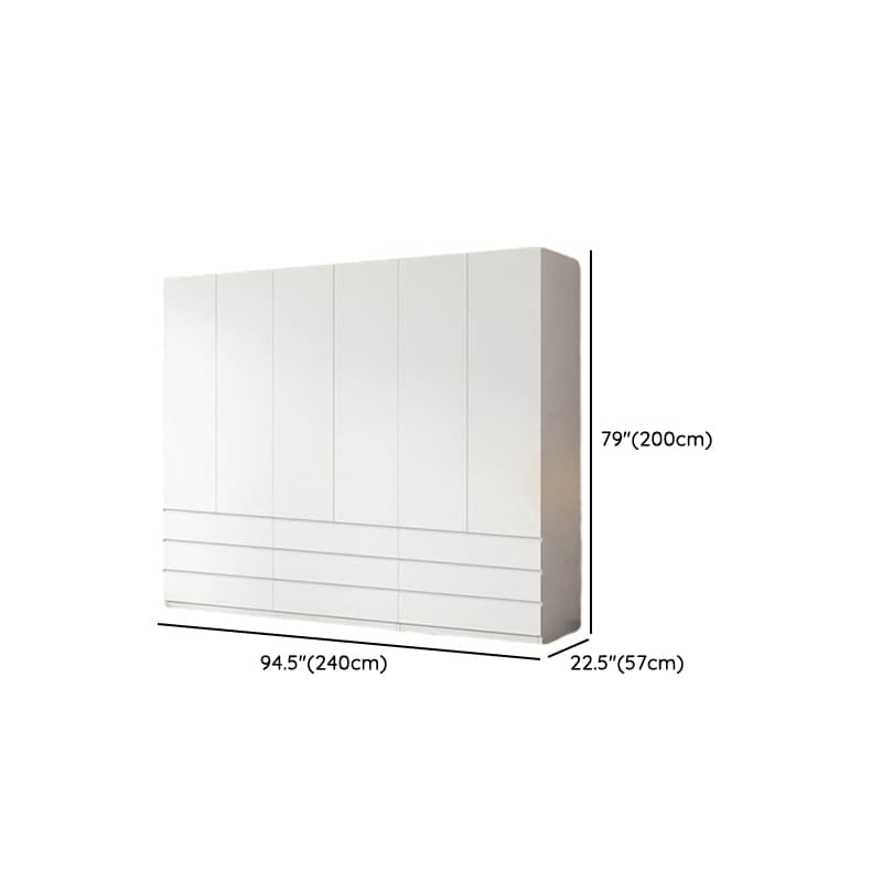 White Contemporary Alloy Cabinet Armoire with 3/6/9 Drawers, Flexible Shelf, and Hanging Rod - image 16