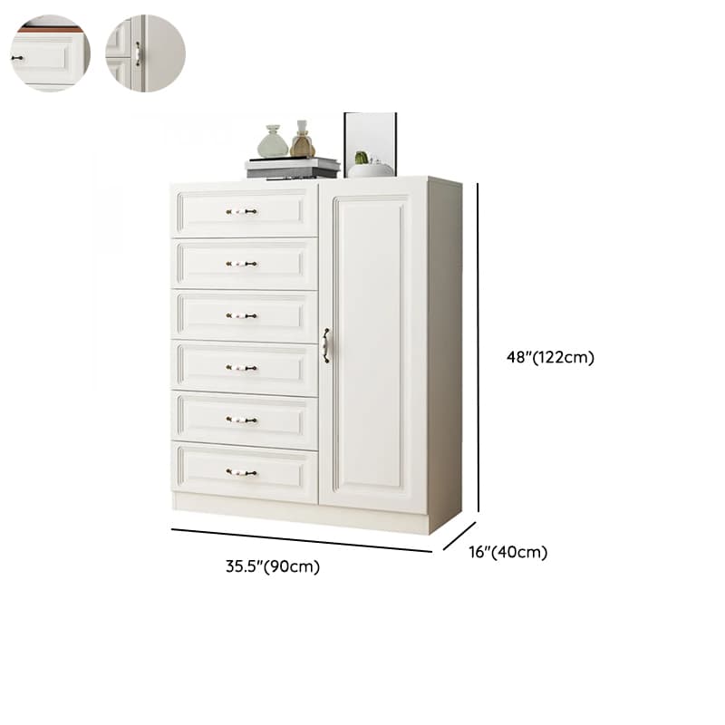 Sleeping Room Use Trendy White Wood Wardrobe Chest with Shelves - image 24