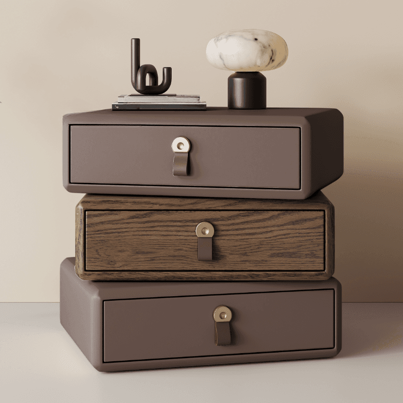 Organic Modern Nightstand With Drawer Organization Featuring 3 Drawers and Pleather Countertop - image 13