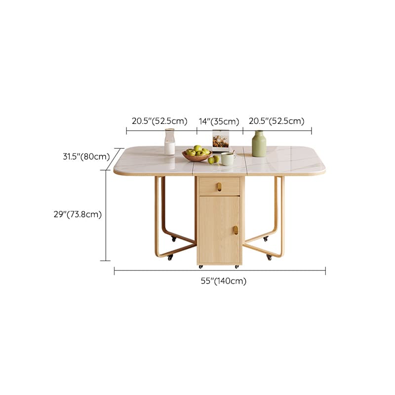 Scandinavian Folding Dining Set in Light Wood with Upholstered Chairs and Extendable Table - image 10