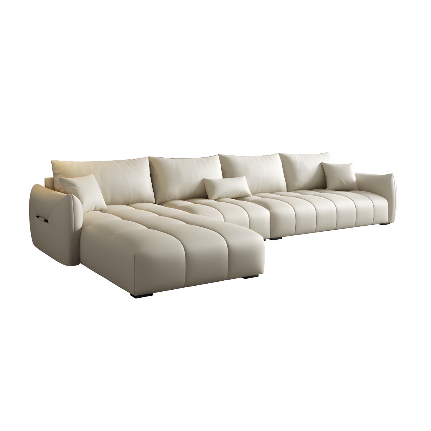 Modern L-Shape Wood Frame Tufted Sectional Sofa Chaise in 3 Piece Set - image 15