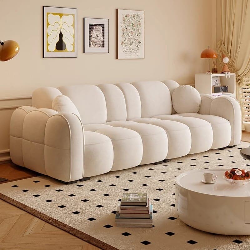 Trendy Solid Color Stain Resistant Standard Sofa in Dark Gray/Light Brown/Amber Color with Arm, 4-seater/Seats 3, and 2 Pillows - image 8