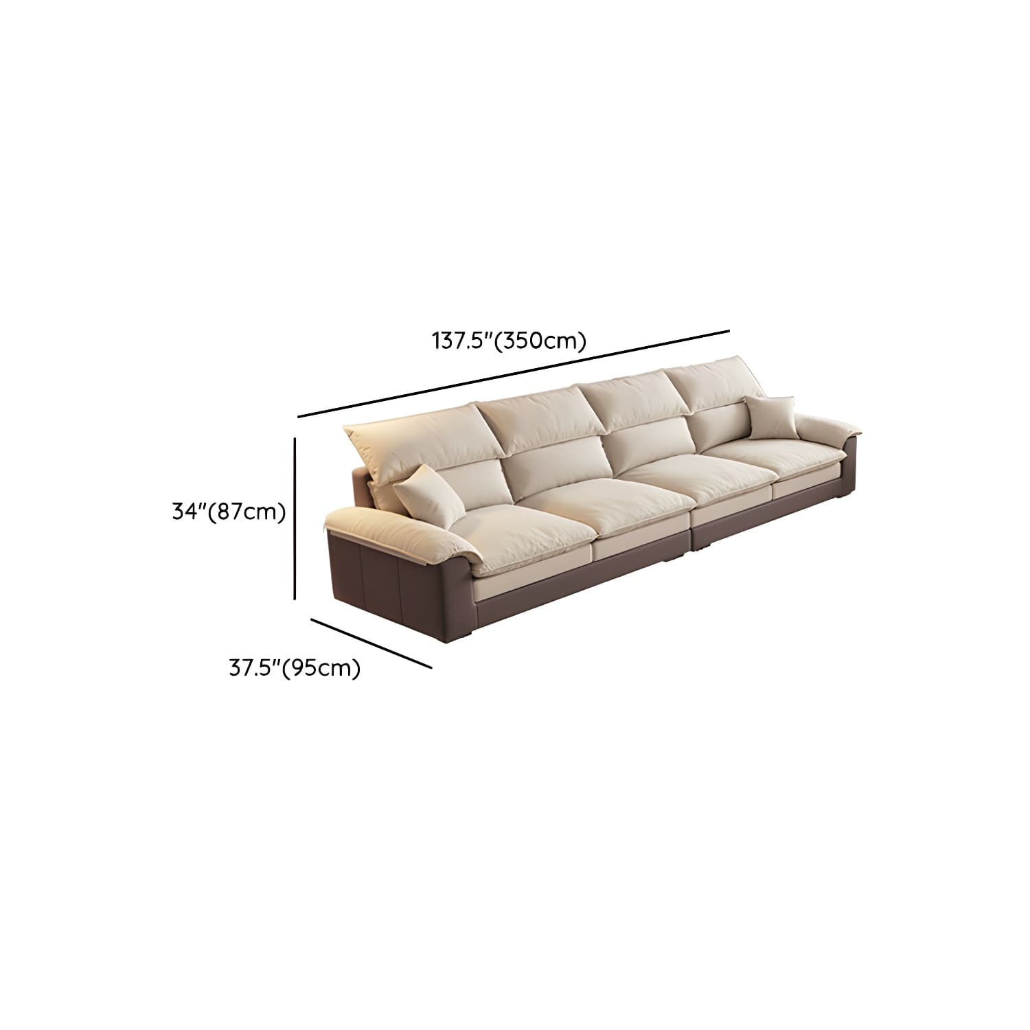 Beige ModernWood Sectional with Pillow Top Arm and Cushion Back - image 16