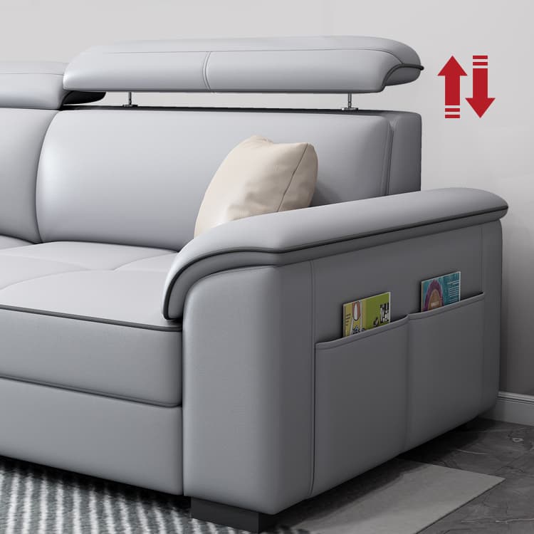 Modern L-Shaped Tech Cloth Sectional Sofa Chaise - 3 Piece Set with Adjustable Headrest and Storage - image 15