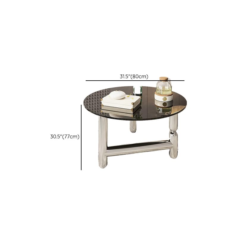 Sleek Silver Stainless Steel Coffee Table with Tempered Glass Top - image 14