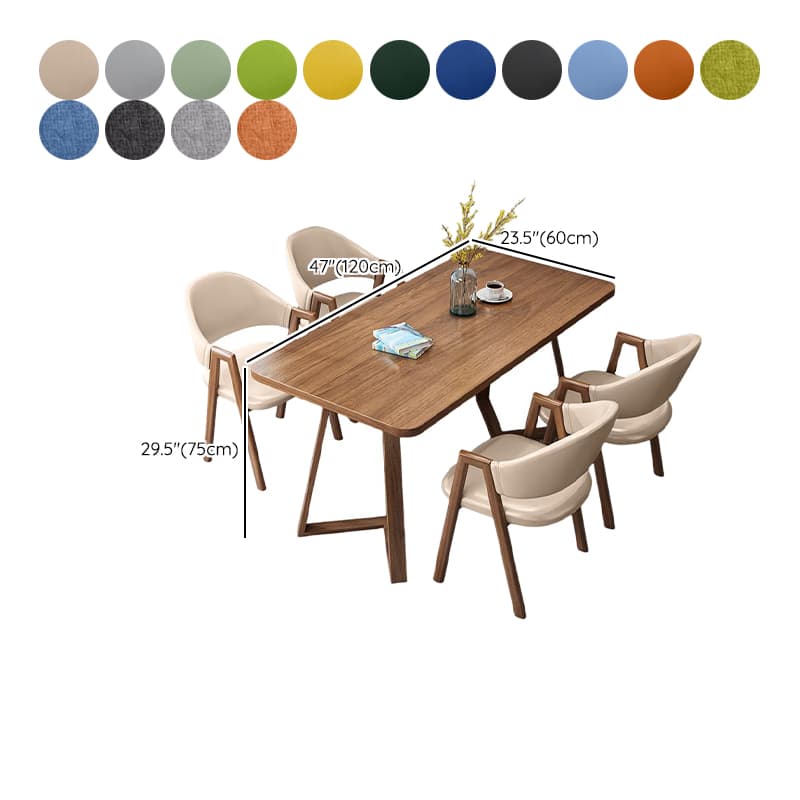 Dining Table Set with Recycled Wood Top and Sleighing Base, Padded Chair with Back and Armrest, 5-piece in Auburn - image 17