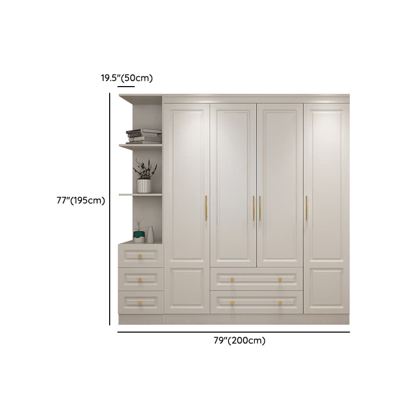 White Minimalist Lumber Wardrobe Closet with Soft Close Drawer, Soft Close Door, Interior Shelves, and Clothing Rod - image 21
