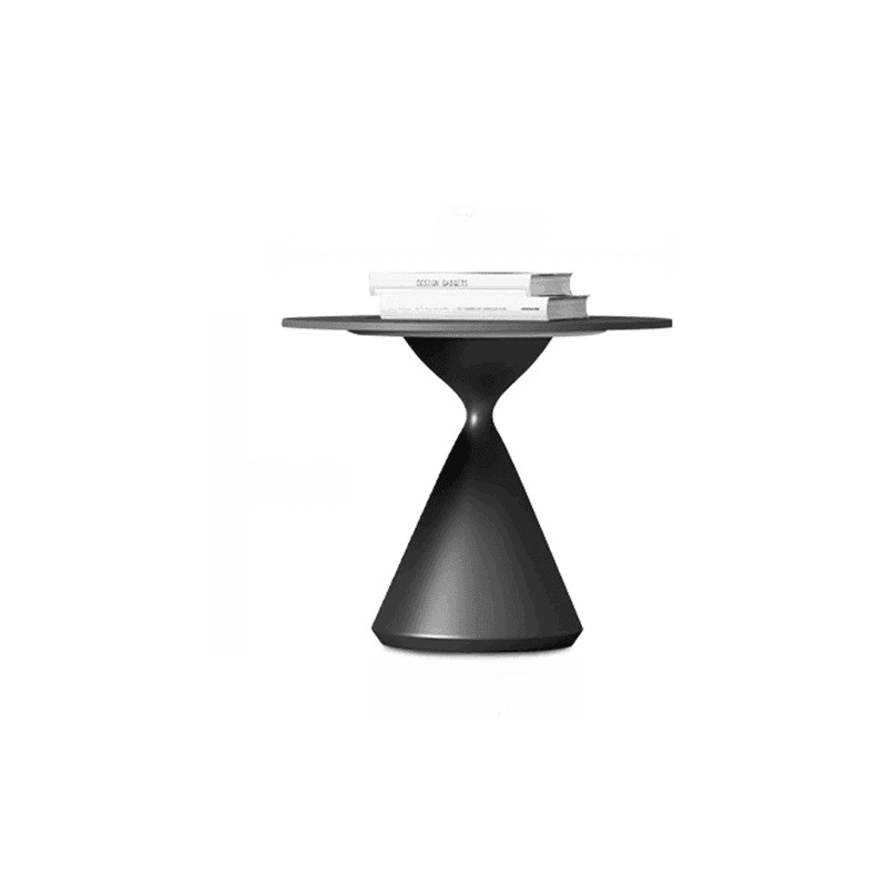 Single/Nesting Postmodern Circular-shaped Chalk/Ink Sintered Stone Pedestal Base Side Table