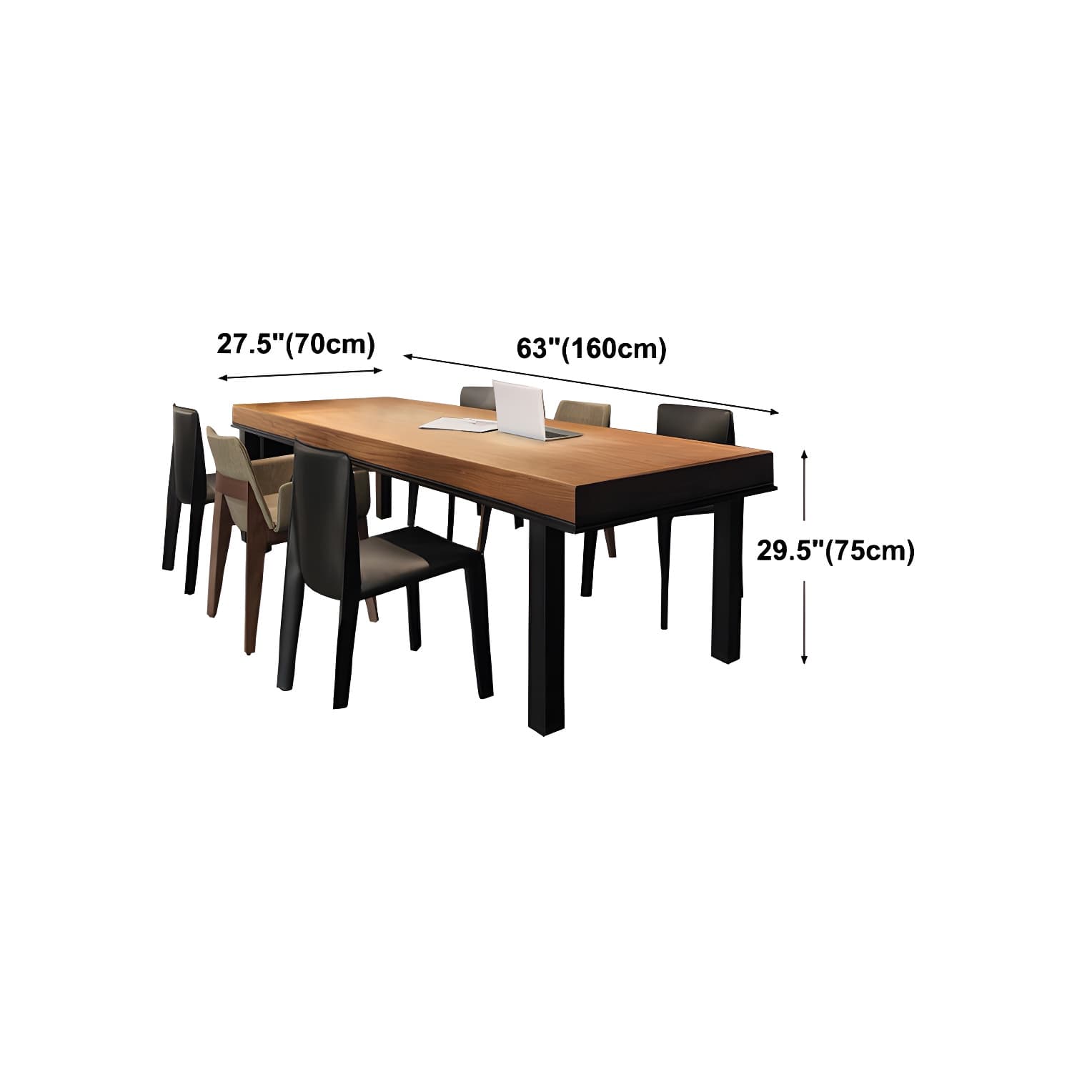 Rectangle Industrial Dining Table Solid Wood Top Home Table with 4 Black Iron Legs - image 12